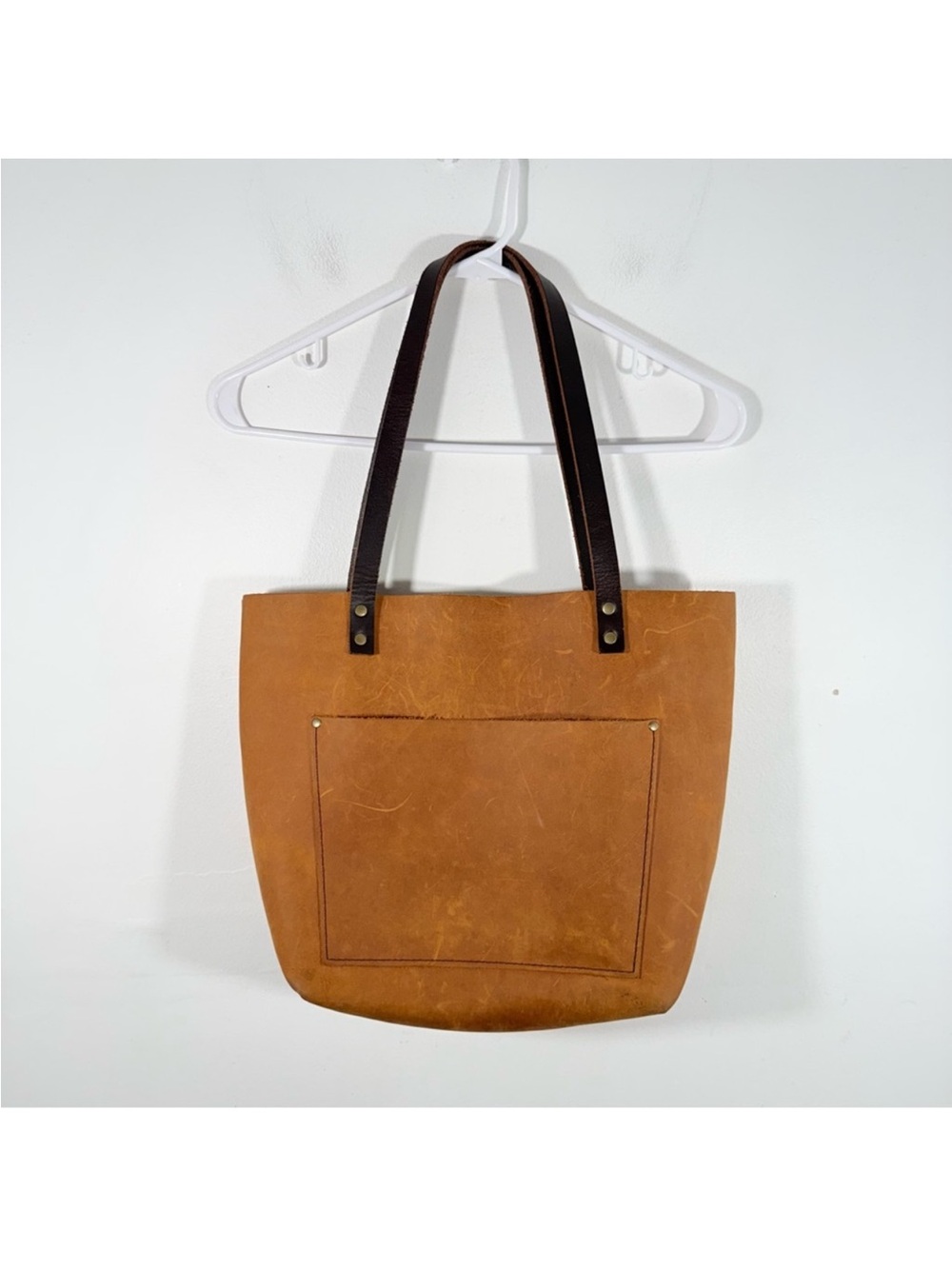 Portland Leather Goods Dakota Cognac Leather Brown Strap Medium Tote Bag